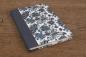 Preview: Schreibbuch edel, Hardcover Florentiner-Stil, graublau, gold, floral, Leinenrücken, grau